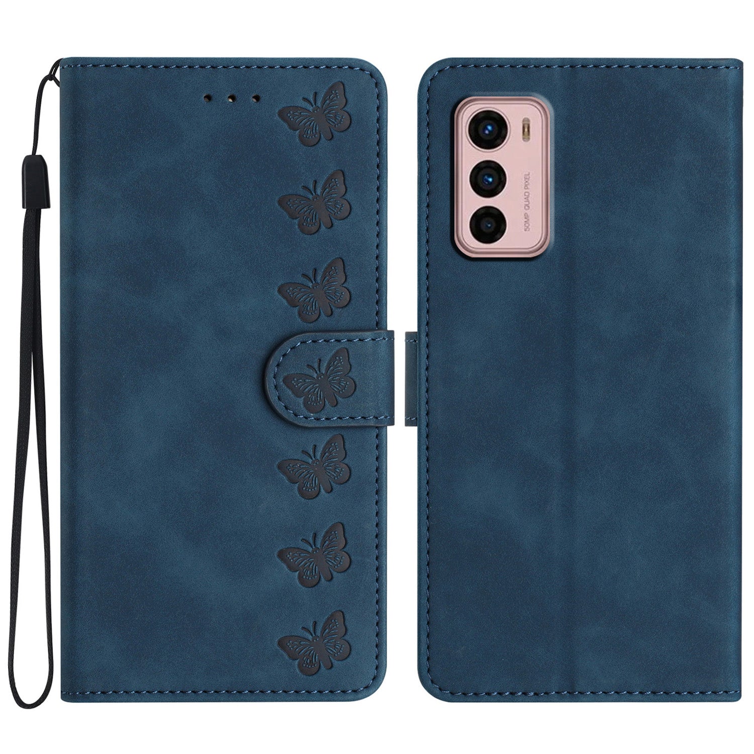For Motorola Moto G42 4G PU Leather Butterfly Imprinted Shockproof Stand Shell Wallet Phone Case