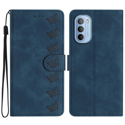 Phone Case for Motorola Moto G62 5G PU Leather Butterfly Imprinted Stand Shell Wallet Flip Cover