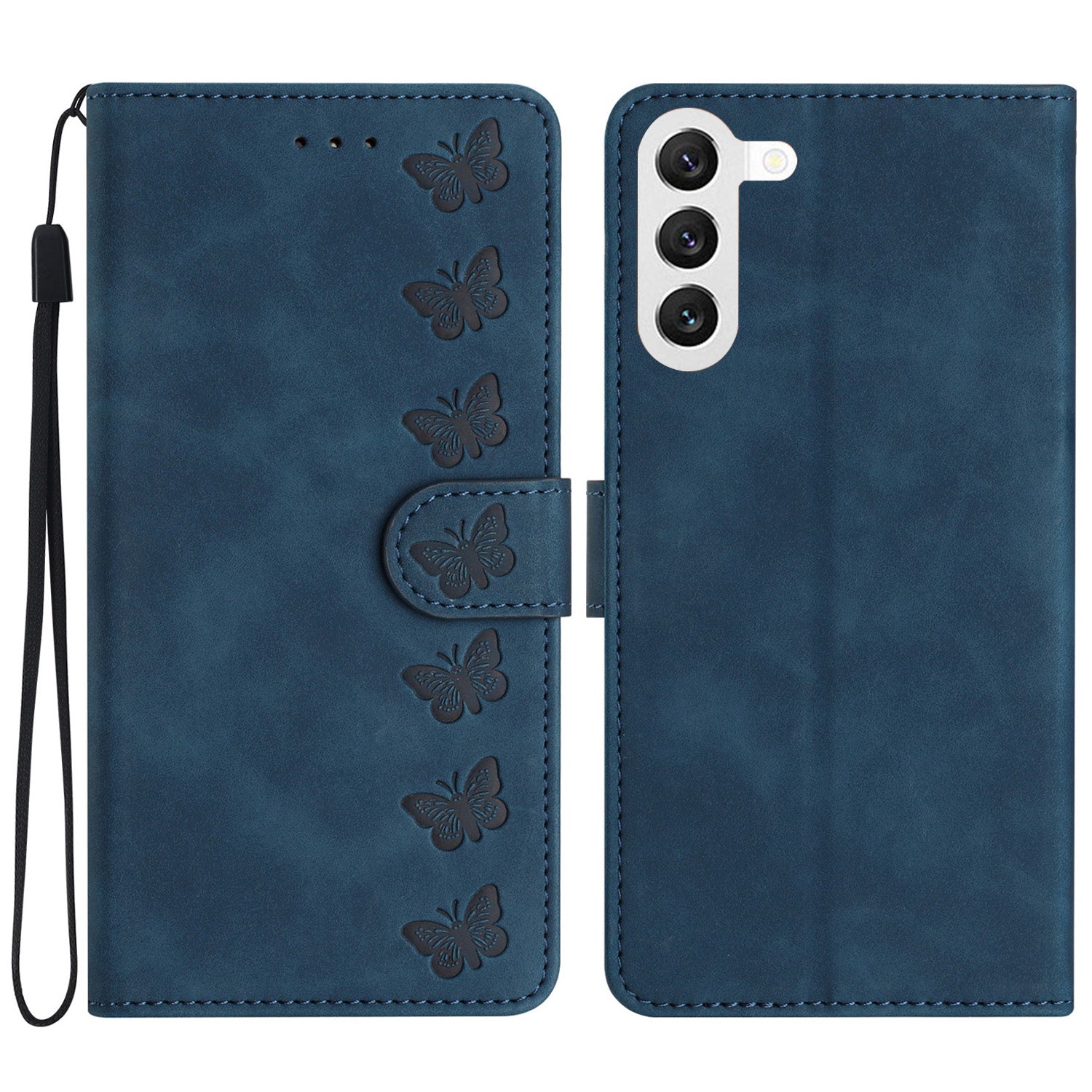 PU Leather Phone Case for Samsung Galaxy S23 Butterfly Imprinted Stand Shell Wallet Flip Cover