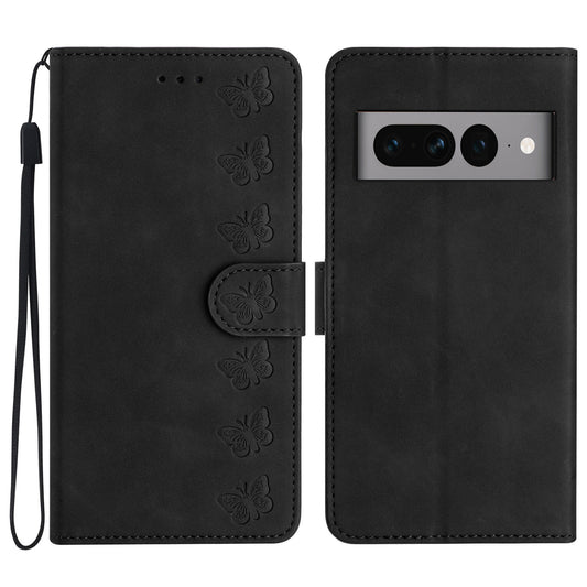 Shockproof Phone Case for Google Pixel 7 Pro 5G Butterfly Imprinted Stand Shell Wallet Flip Leather Cover