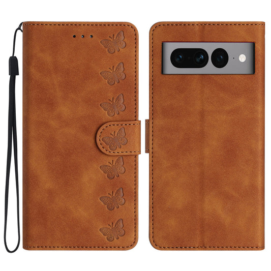 Shockproof Phone Case for Google Pixel 7 Pro 5G Butterfly Imprinted Stand Shell Wallet Flip Leather Cover