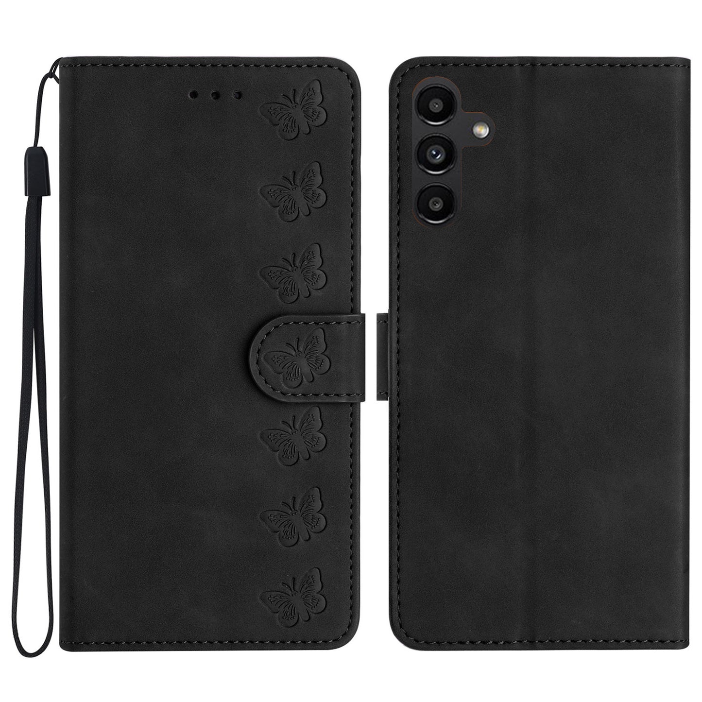 Stand Case for Samsung Galaxy A34 5G Fingerprint Free Butterfly Imprinted Wallet Leather Cover