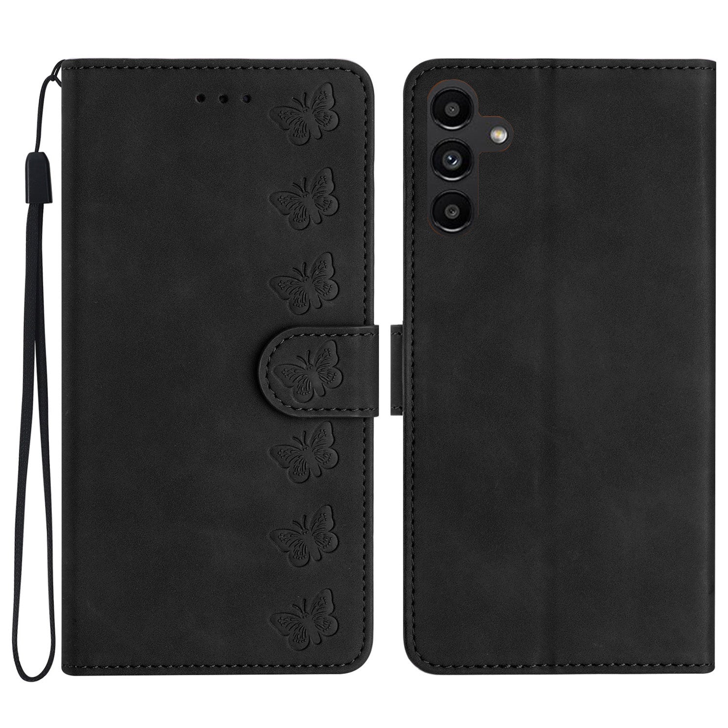 Stand Case for Samsung Galaxy A34 5G Fingerprint Free Butterfly Imprinted Wallet Leather Cover