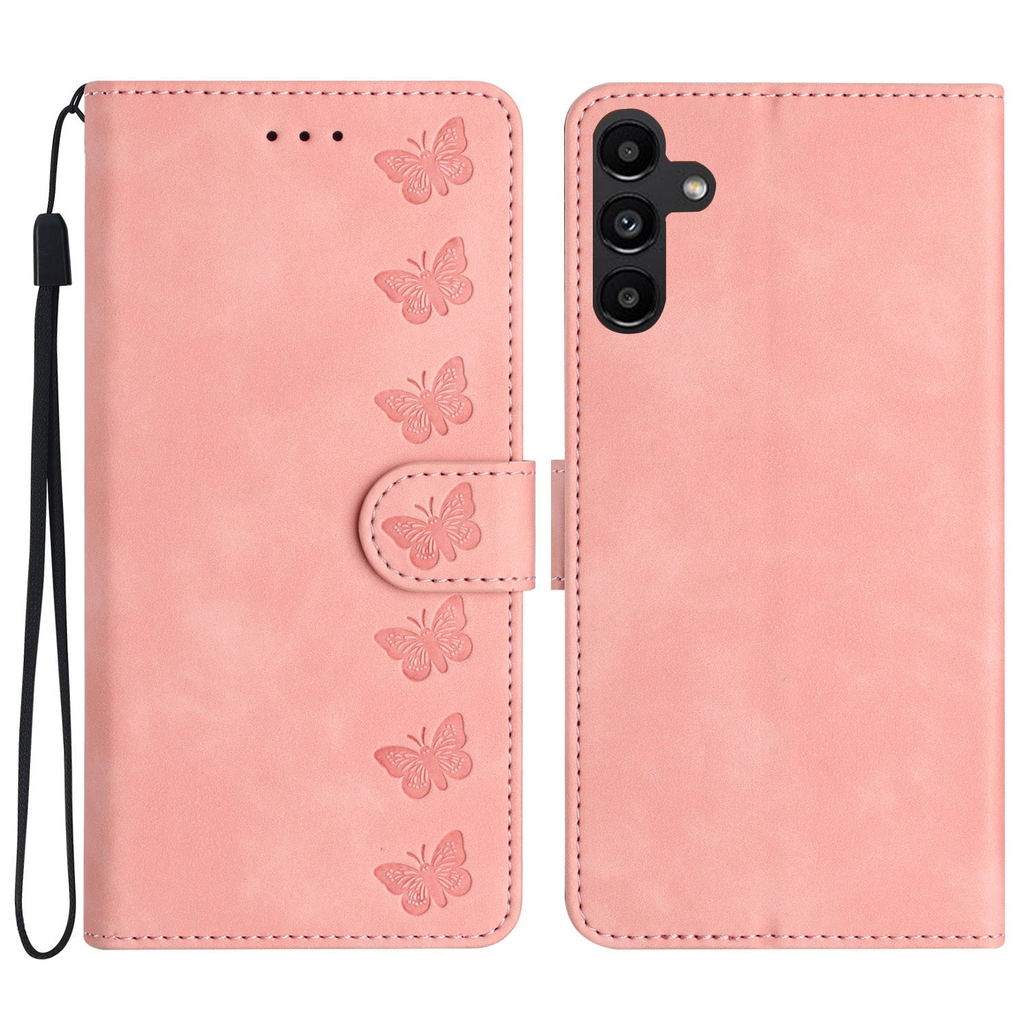 Stand Case for Samsung Galaxy A34 5G Fingerprint Free Butterfly Imprinted Wallet Leather Cover