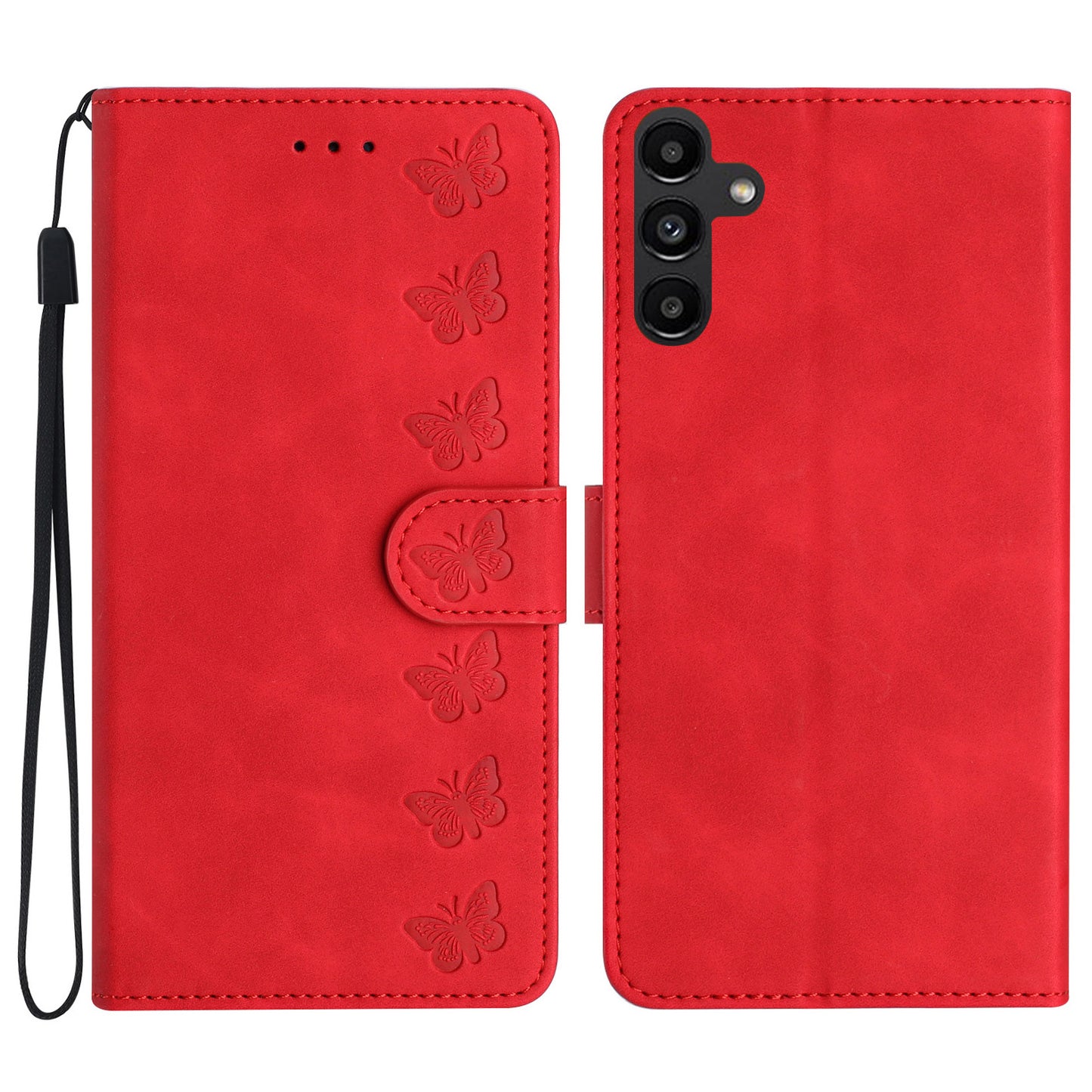 Stand Case for Samsung Galaxy A34 5G Fingerprint Free Butterfly Imprinted Wallet Leather Cover