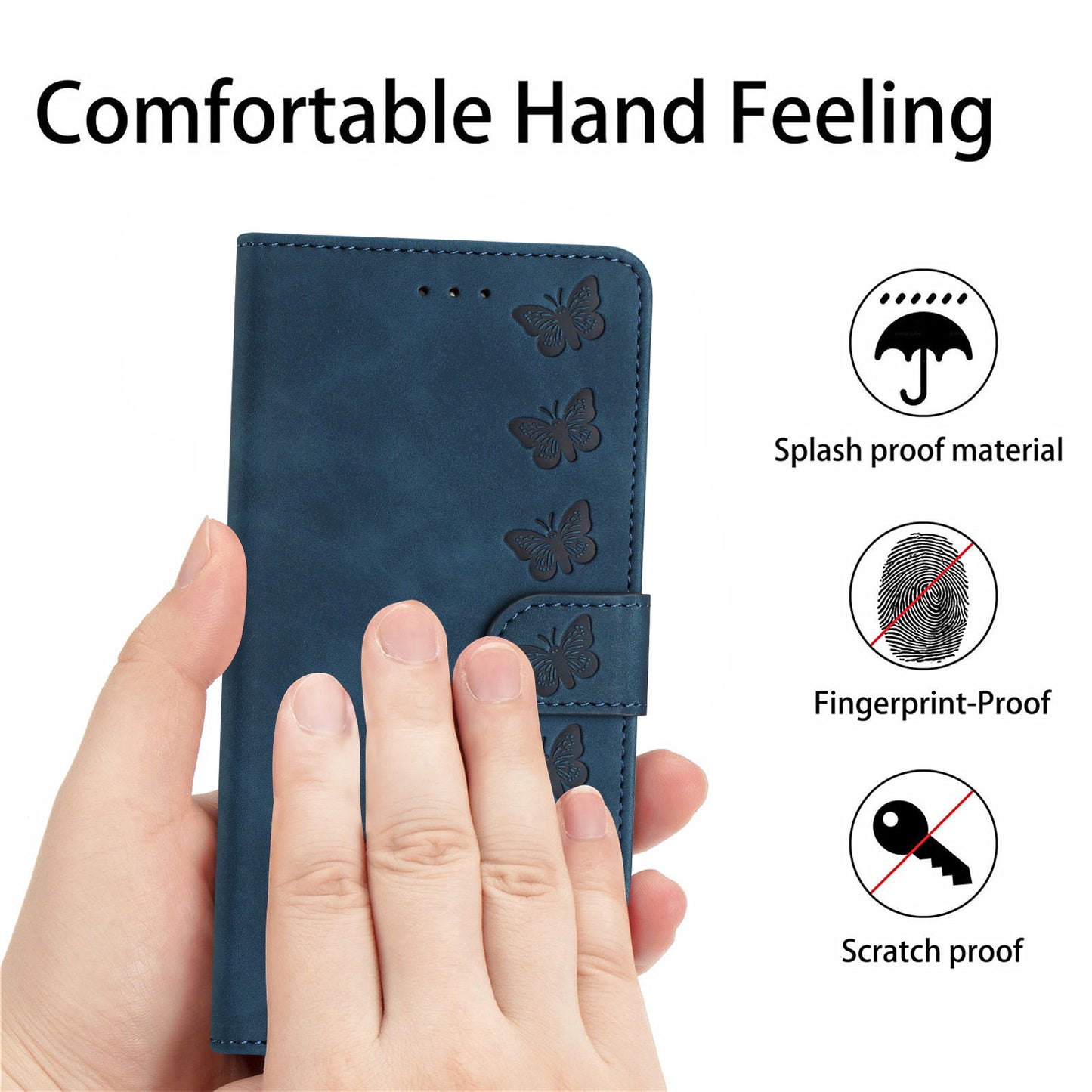Stand Case for Samsung Galaxy A34 5G Fingerprint Free Butterfly Imprinted Wallet Leather Cover