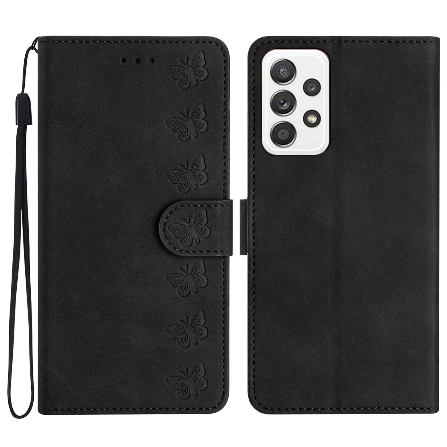 For Samsung Galaxy A53 5G Stand Case, Butterfly Imprinted Wallet Splash Proof PU Leather Cover