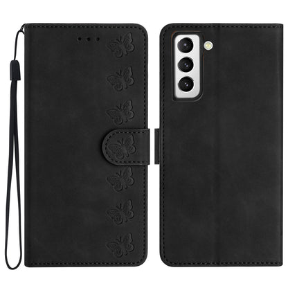 For Samsung Galaxy S22+ 5G Stand Wallet Folio Flip Case Butterfly Imprinted Splash Proof Leather Cover