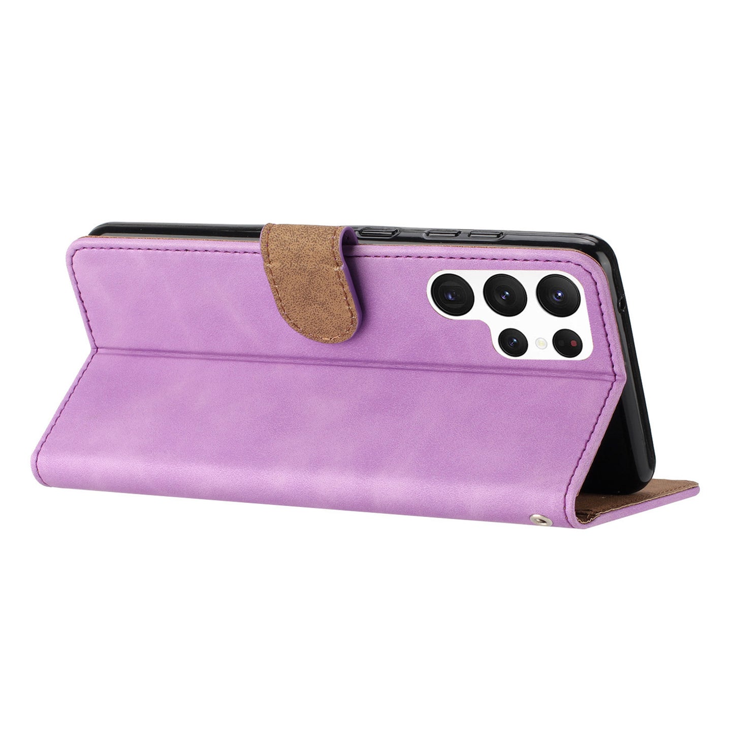 For Samsung Galaxy S22 Ultra 5G Fall-proof Stand Wallet Case Butterfly Imprinted Leather Cover