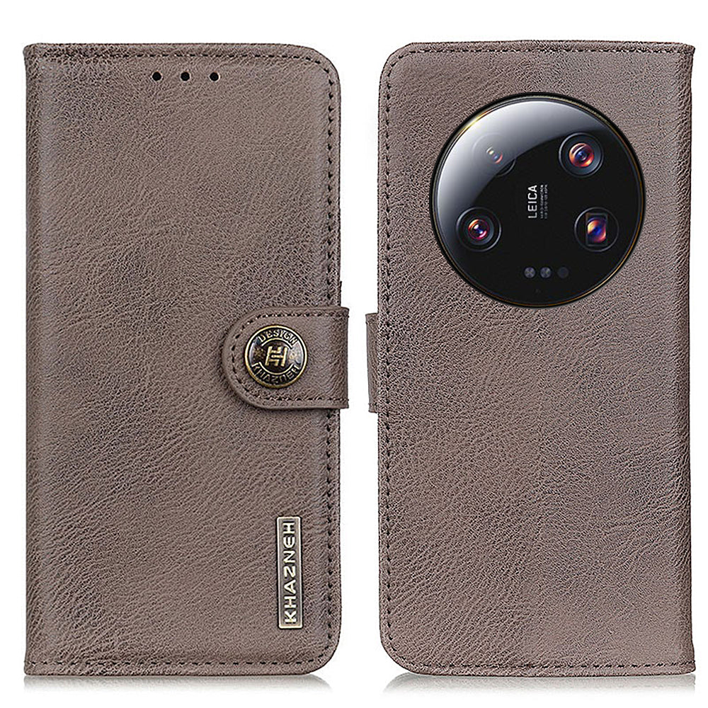 KHAZNEH PU Leather Case for Xiaomi 13 Ultra , Cowhide Texture Wallet Stand Phone Cover