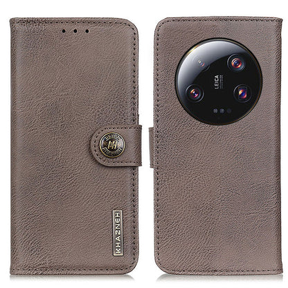 KHAZNEH PU Leather Case for Xiaomi 13 Ultra , Cowhide Texture Wallet Stand Phone Cover
