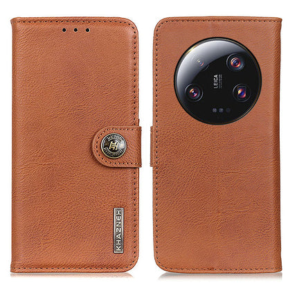KHAZNEH PU Leather Case for Xiaomi 13 Ultra , Cowhide Texture Wallet Stand Phone Cover