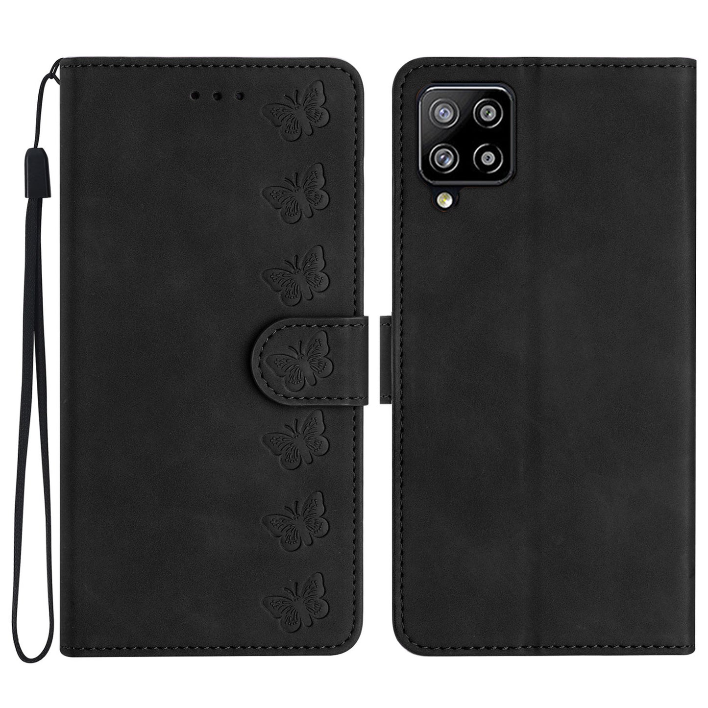 Leather Cover for Samsung Galaxy A42 5G Horizontal Stand Butterfly Imprinted Wallet Flip Case
