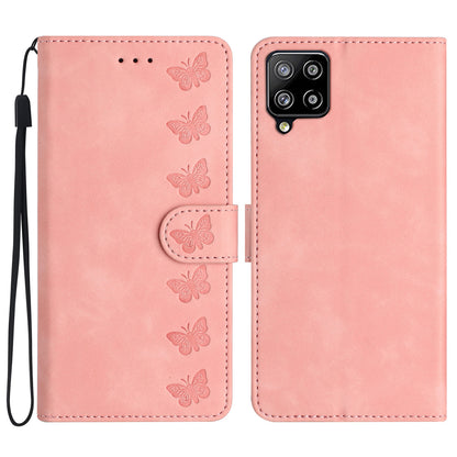 Leather Cover for Samsung Galaxy A42 5G Horizontal Stand Butterfly Imprinted Wallet Flip Case