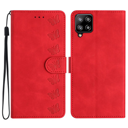 Leather Cover for Samsung Galaxy A42 5G Horizontal Stand Butterfly Imprinted Wallet Flip Case