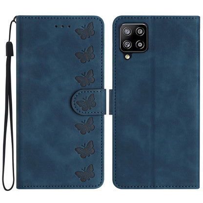 Leather Cover for Samsung Galaxy A42 5G Horizontal Stand Butterfly Imprinted Wallet Flip Case