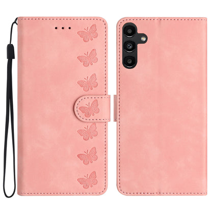 Leather Cover for Samsung Galaxy A14 4G / 5G Stand Phone Shell Butterfly Imprinted Wallet Case
