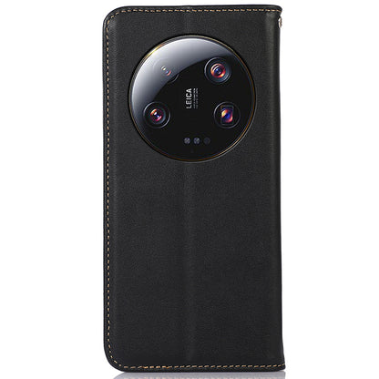 KHAZNEH For Xiaomi 13 Ultra Mobile Phone Cover RFID Blocking Genuine Cowhide Leather Stand Wallet Case