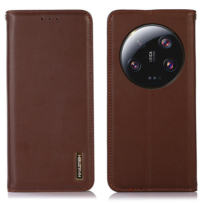 KHAZNEH For Xiaomi 13 Ultra Mobile Phone Cover RFID Blocking Genuine Cowhide Leather Stand Wallet Case