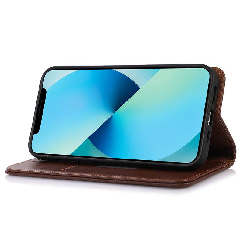 KHAZNEH For Xiaomi 13 Ultra Mobile Phone Cover RFID Blocking Genuine Cowhide Leather Stand Wallet Case