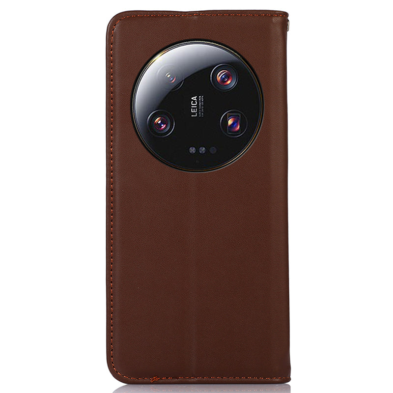 KHAZNEH For Xiaomi 13 Ultra Mobile Phone Cover RFID Blocking Genuine Cowhide Leather Stand Wallet Case