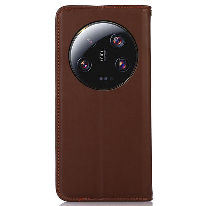 KHAZNEH For Xiaomi 13 Ultra Mobile Phone Cover RFID Blocking Genuine Cowhide Leather Stand Wallet Case