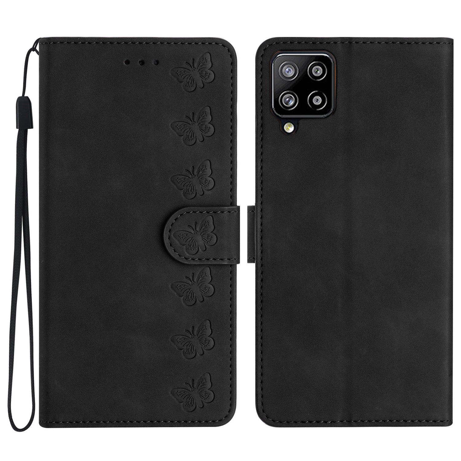 For Samsung Galaxy M32 (Global Version) 4G Butterfly Imprinted Phone Case Leather Wallet Flip Stand Cover