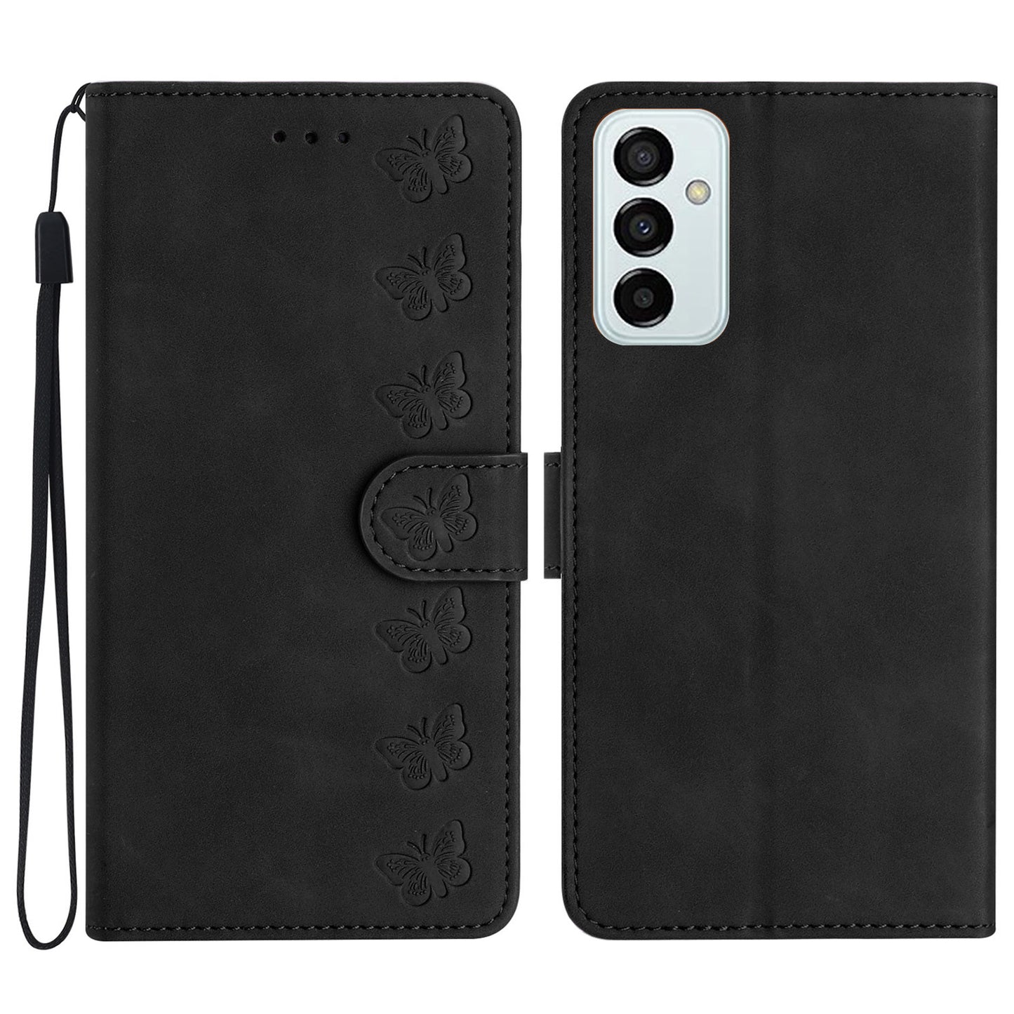 Stand Case for Samsung Galaxy M23 5G / F23 5G Butterfly Imprinted Anti-fingerprint Wallet Leather Cover