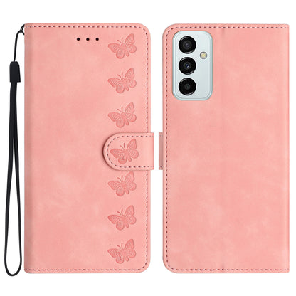 Stand Case for Samsung Galaxy M23 5G / F23 5G Butterfly Imprinted Anti-fingerprint Wallet Leather Cover