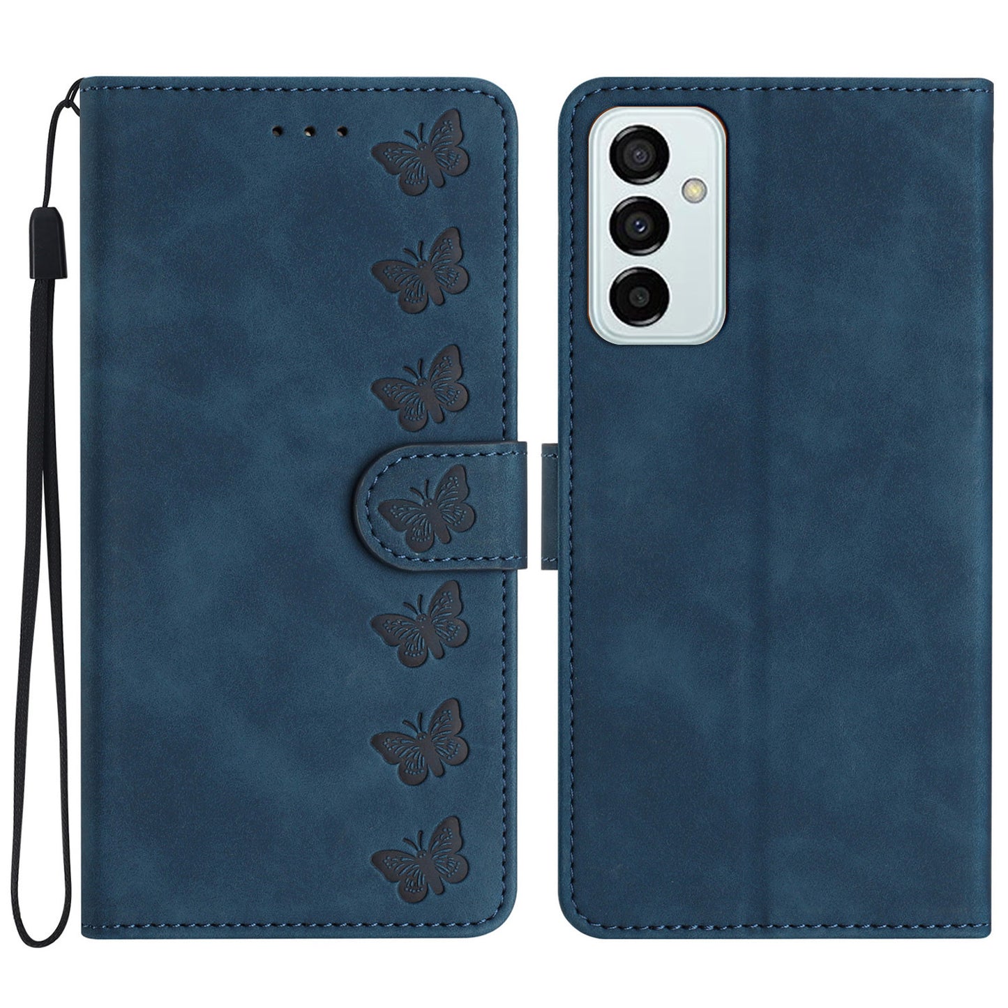 Stand Case for Samsung Galaxy M23 5G / F23 5G Butterfly Imprinted Anti-fingerprint Wallet Leather Cover