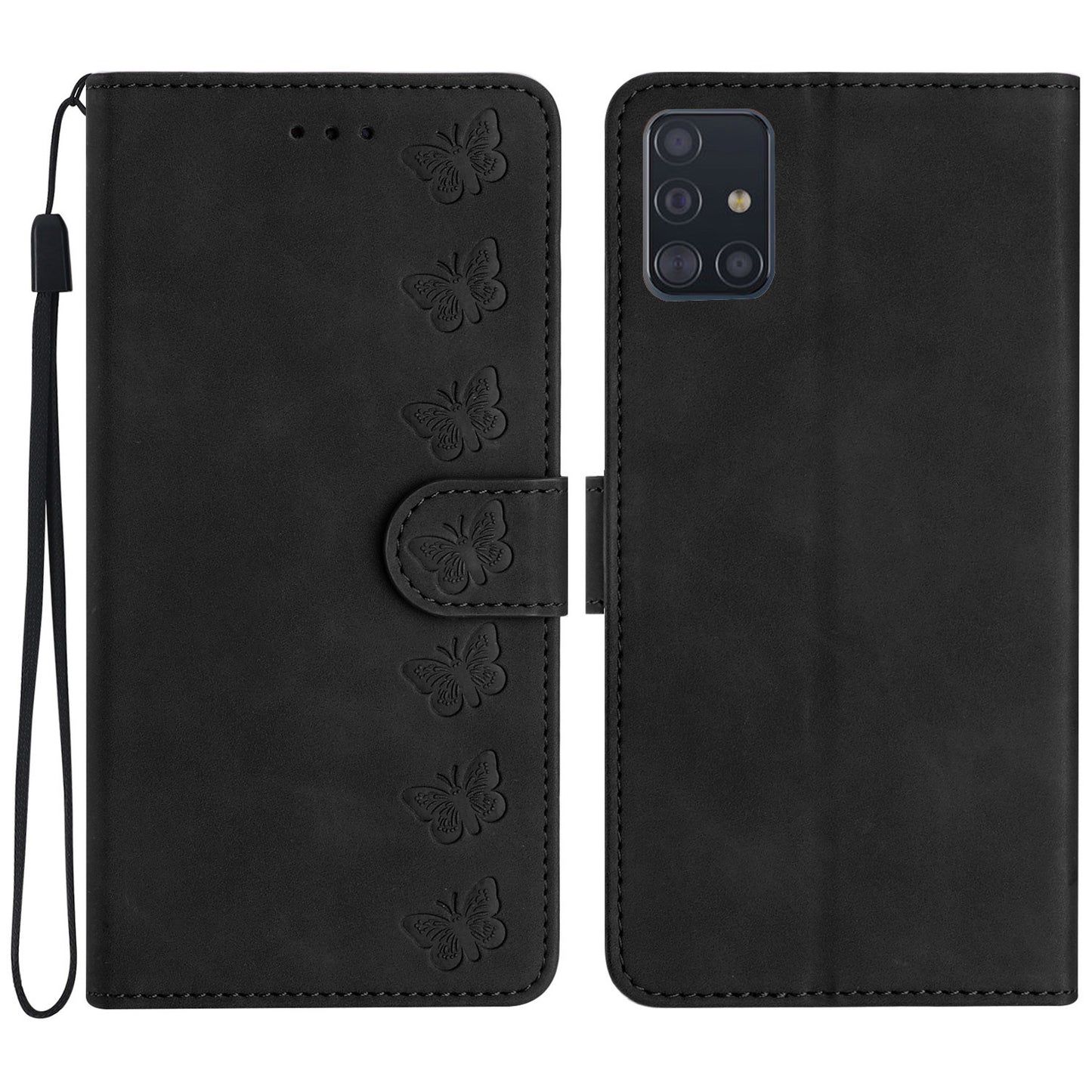 For Samsung Galaxy A51 4G SM-A515 PU Leather Wallet Case Butterfly Imprinted Phone Stand Cover