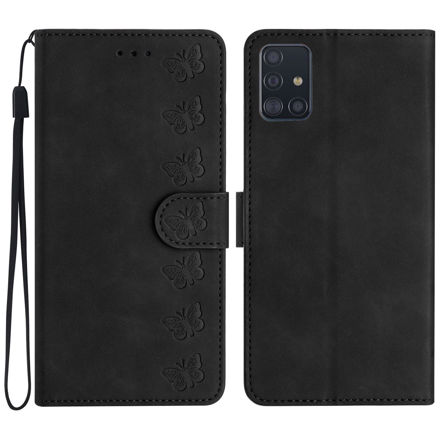 For Samsung Galaxy A51 4G SM-A515 PU Leather Wallet Case Butterfly Imprinted Phone Stand Cover