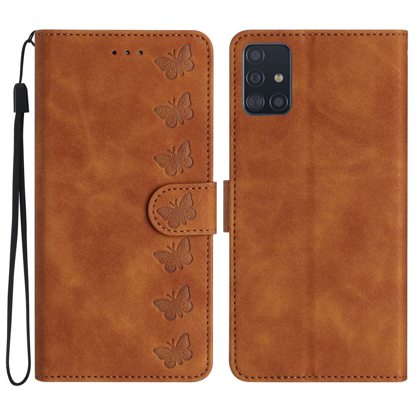 For Samsung Galaxy A51 4G SM-A515 PU Leather Wallet Case Butterfly Imprinted Phone Stand Cover