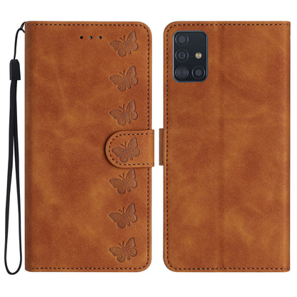 For Samsung Galaxy A51 4G SM-A515 PU Leather Wallet Case Butterfly Imprinted Phone Stand Cover