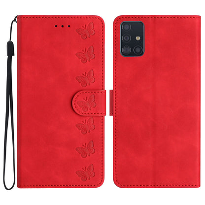 For Samsung Galaxy A51 4G SM-A515 PU Leather Wallet Case Butterfly Imprinted Phone Stand Cover