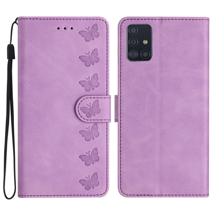 For Samsung Galaxy A51 4G SM-A515 PU Leather Wallet Case Butterfly Imprinted Phone Stand Cover