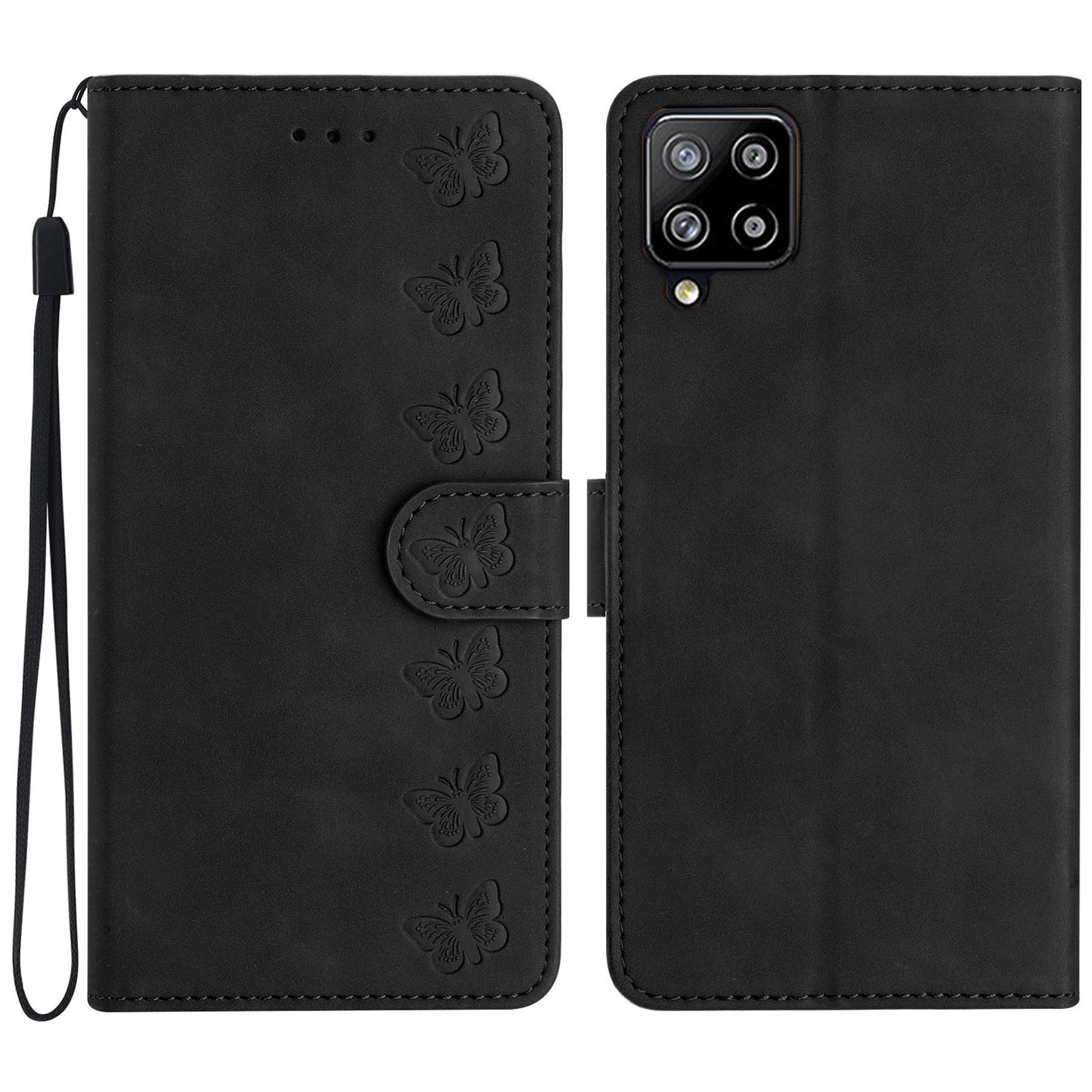 Butterfly Imprinted Phone Case for Samsung Galaxy M53 5G PU Leather Cover with Stand Wallet