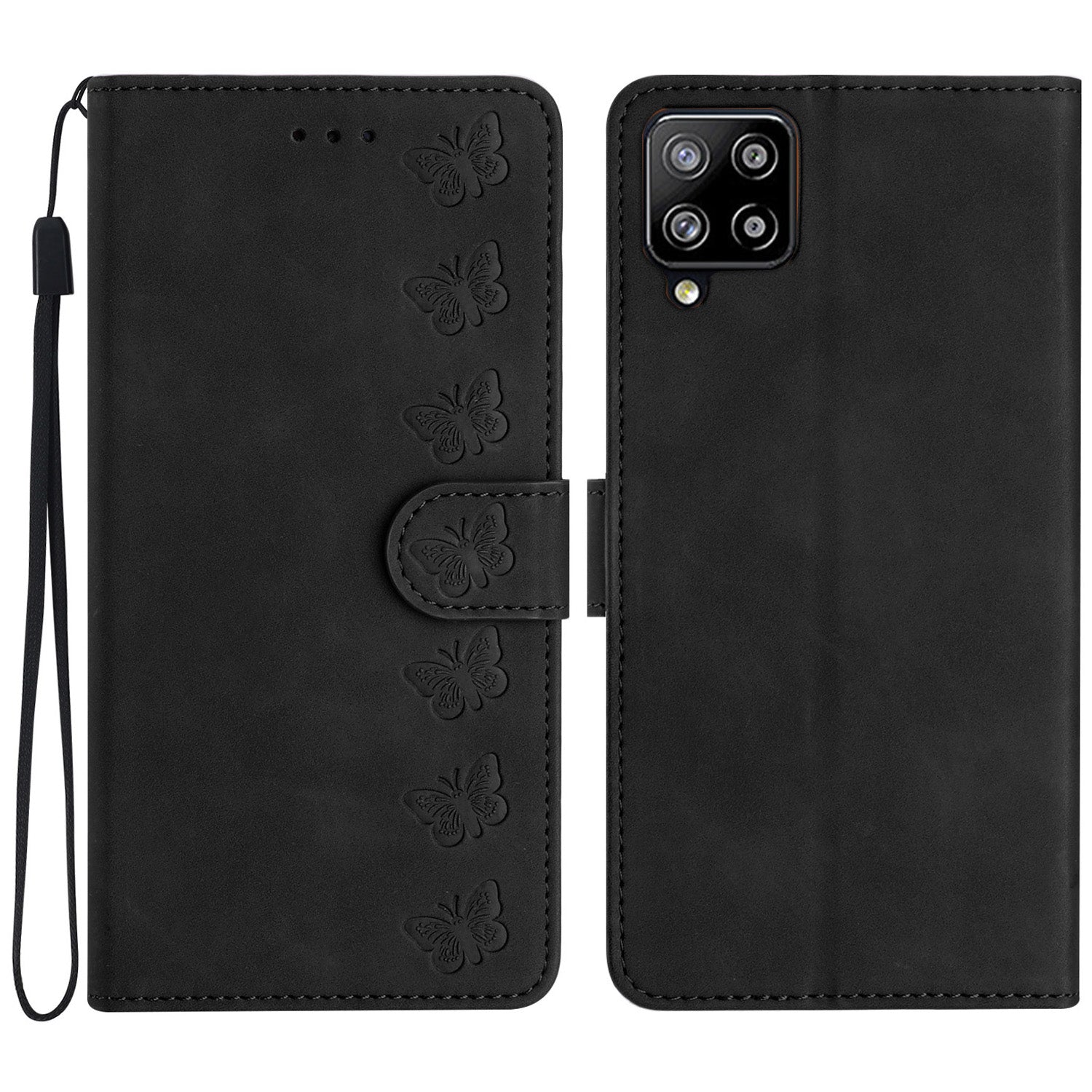 Butterfly Imprinted Phone Case for Samsung Galaxy M53 5G PU Leather Cover with Stand Wallet