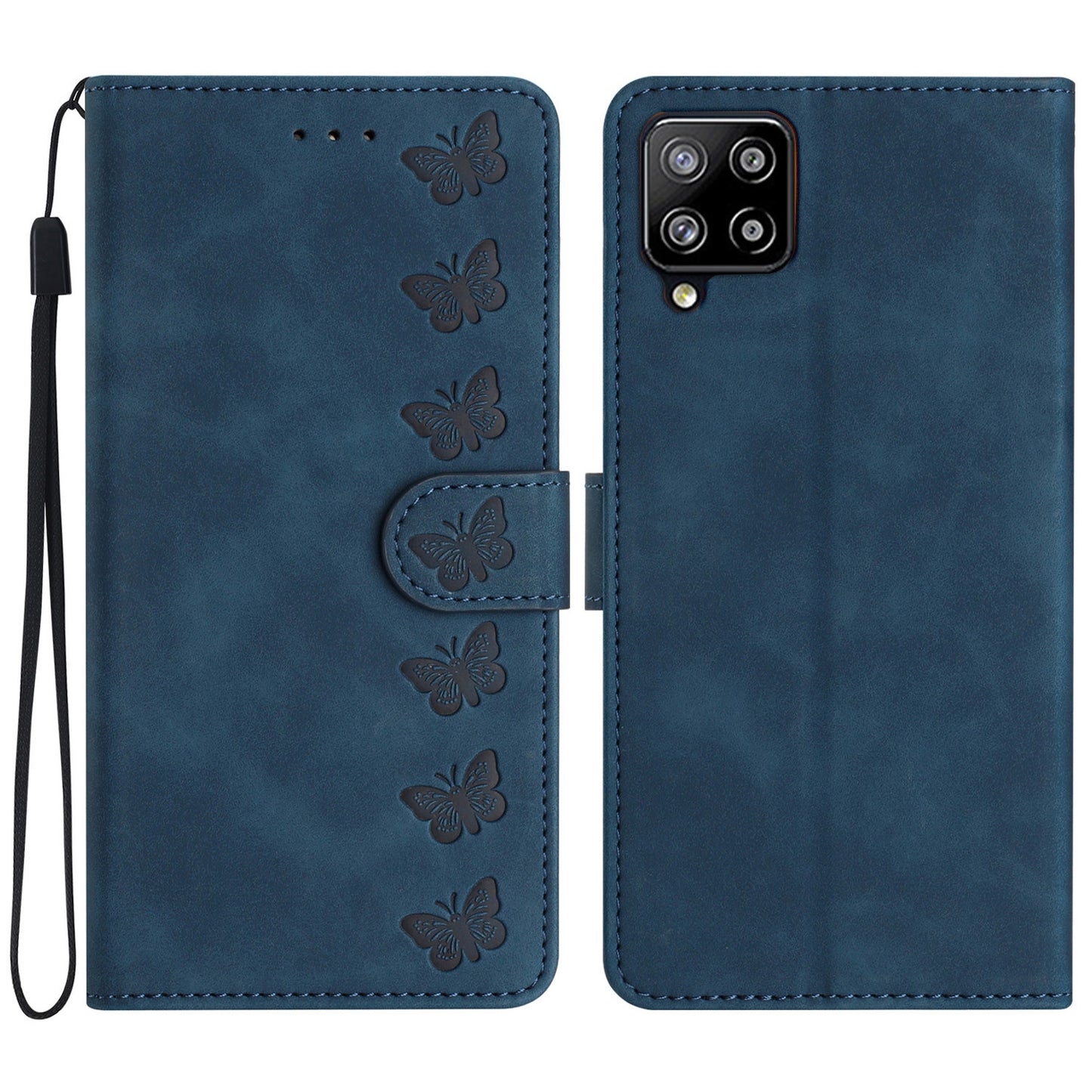 Butterfly Imprinted Phone Case for Samsung Galaxy M53 5G PU Leather Cover with Stand Wallet