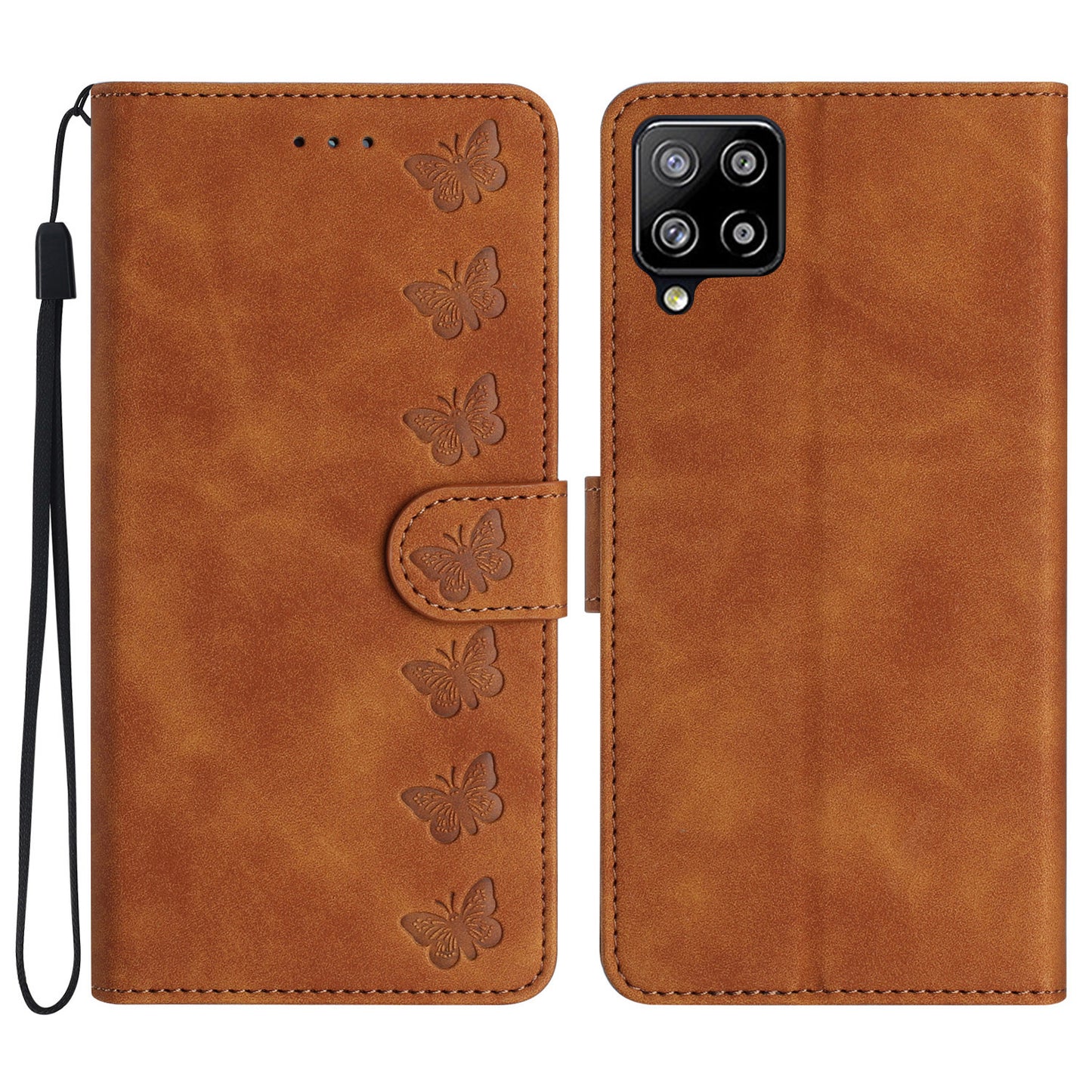 Butterfly Imprinted Phone Case for Samsung Galaxy M53 5G PU Leather Cover with Stand Wallet