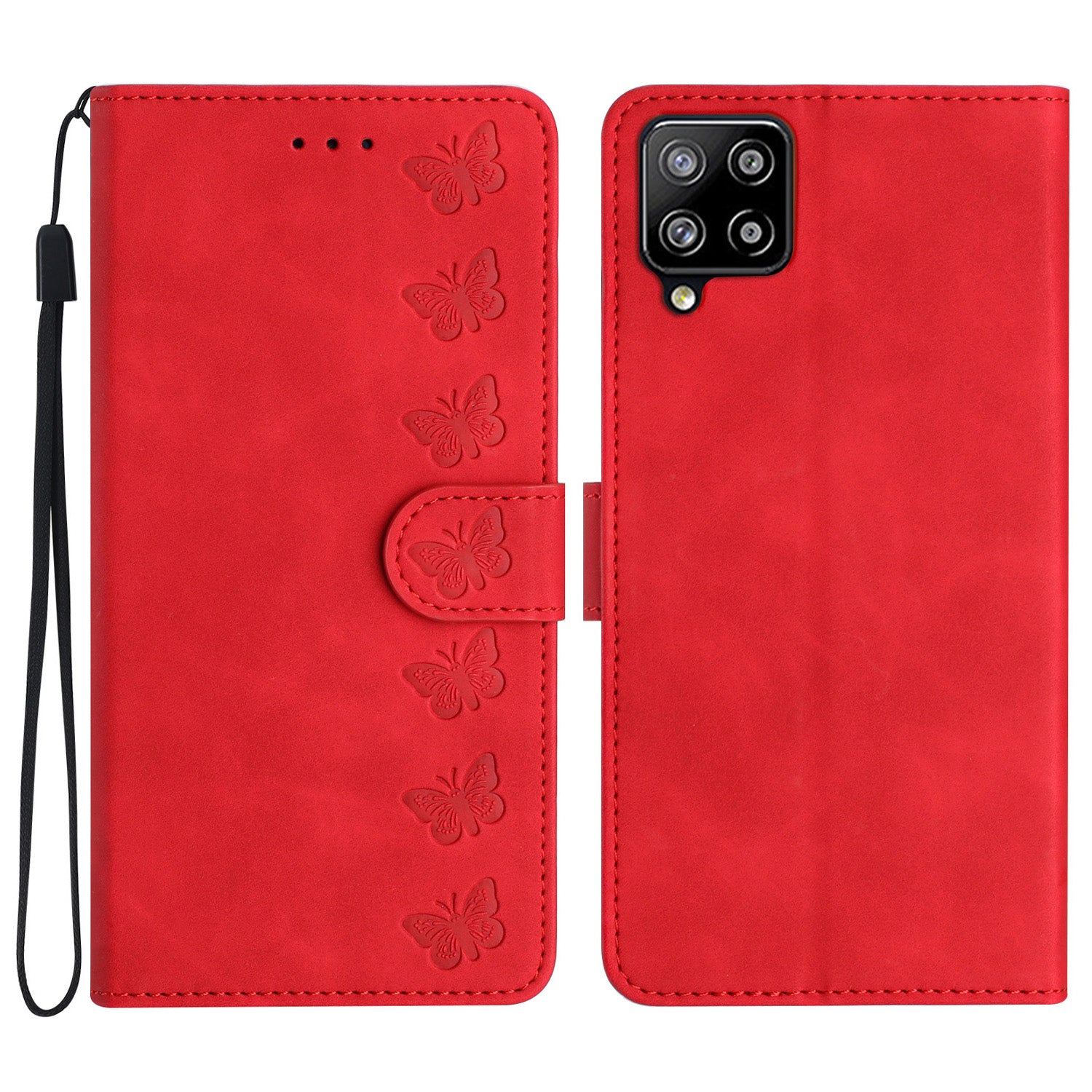 Butterfly Imprinted Phone Case for Samsung Galaxy M53 5G PU Leather Cover with Stand Wallet