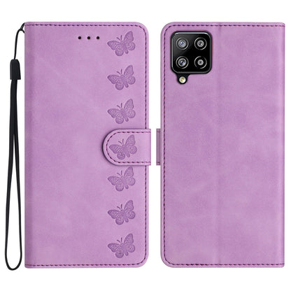 Butterfly Imprinted Phone Case for Samsung Galaxy M53 5G PU Leather Cover with Stand Wallet