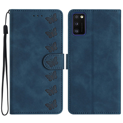 Leather Case for Samsung Galaxy A41 (Global Version) Butterfly Imprinted Phone Cover with Stand Wallet