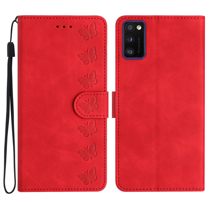 Leather Case for Samsung Galaxy A41 (Global Version) Butterfly Imprinted Phone Cover with Stand Wallet