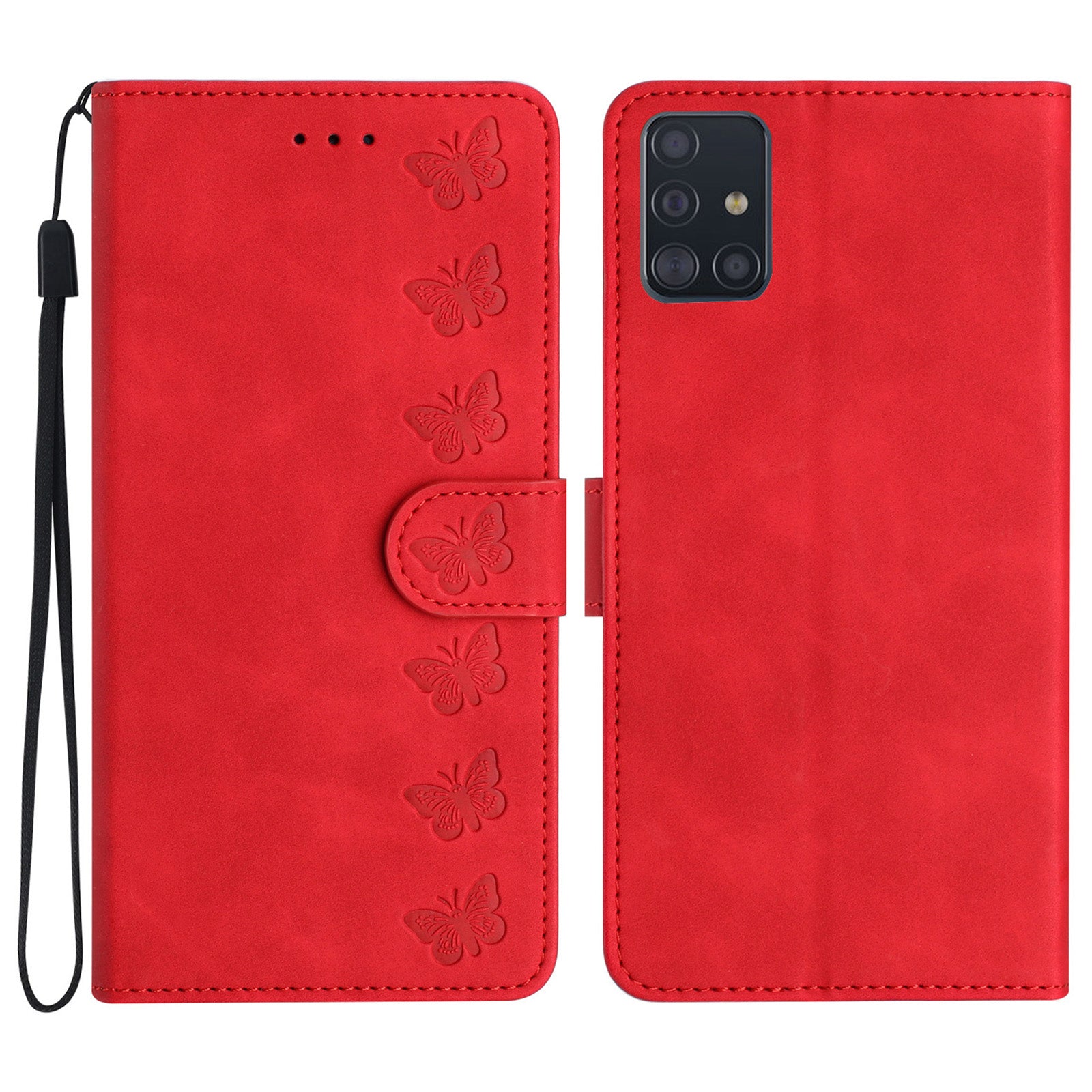 Leather Phone Case for Samsung Galaxy A71 4G SM-A715 Butterfly Imprinted Stand Wallet Cover