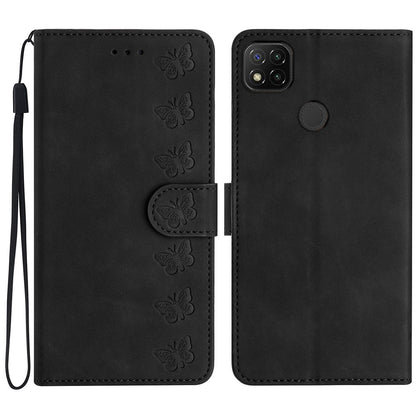 For Xiaomi Redmi 10A Imprinted Butterfly Phone Case Leather Wallet Flip Stand Phone Cover