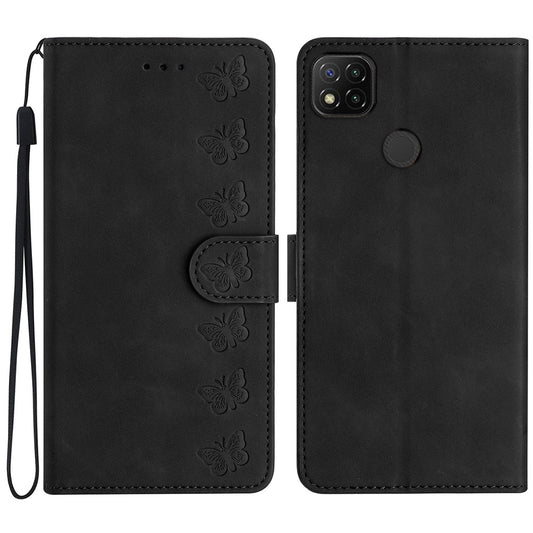 For Xiaomi Redmi 10A Imprinted Butterfly Phone Case Leather Wallet Flip Stand Phone Cover