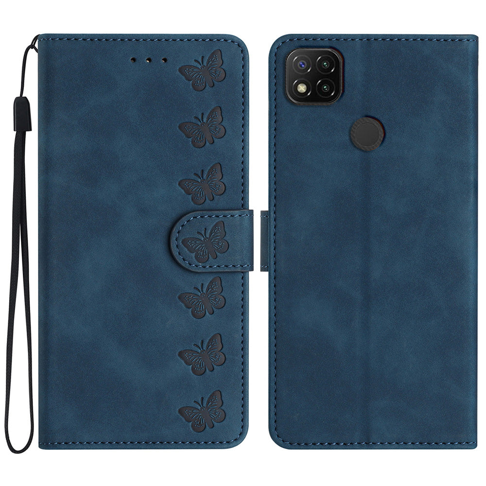 For Xiaomi Redmi 10A Imprinted Butterfly Phone Case Leather Wallet Flip Stand Phone Cover