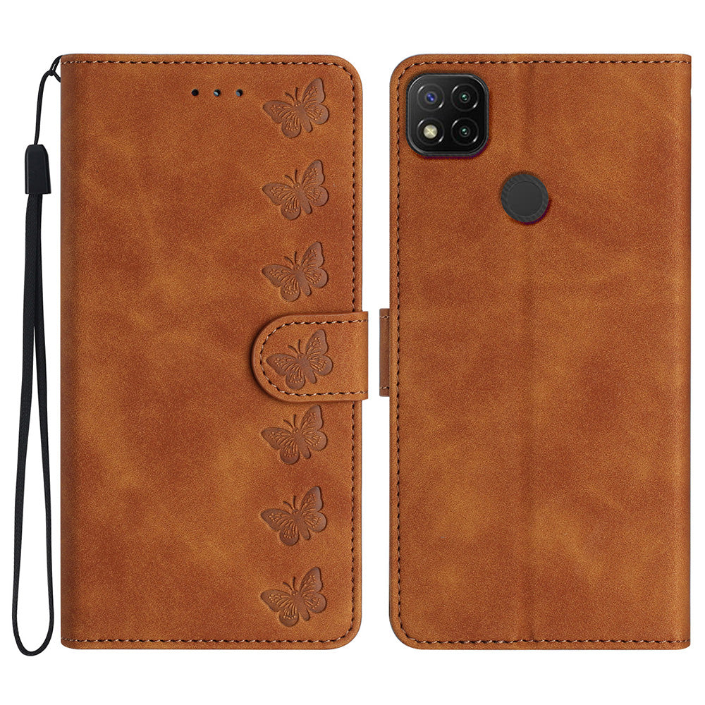 For Xiaomi Redmi 10A Imprinted Butterfly Phone Case Leather Wallet Flip Stand Phone Cover