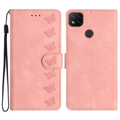 For Xiaomi Redmi 10A Imprinted Butterfly Phone Case Leather Wallet Flip Stand Phone Cover